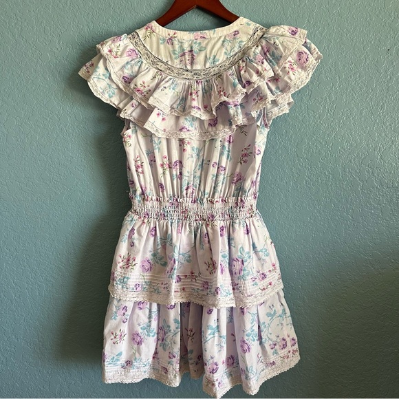 LoveShackFancy for Target Smocked Waist Floral Mini Dress Cottagecore Small - Picture 2 of 9